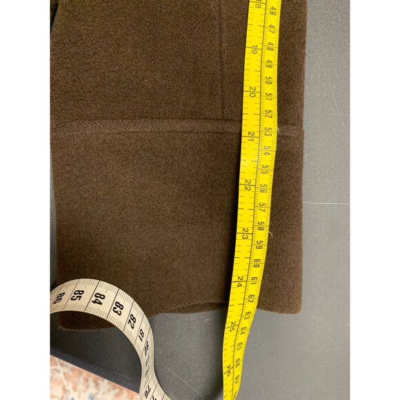 Theory Womens Coat Wool Angora Cashmere Penny Lane Fur‎ Collar Brown Size Medium - Picture 14 of 15
